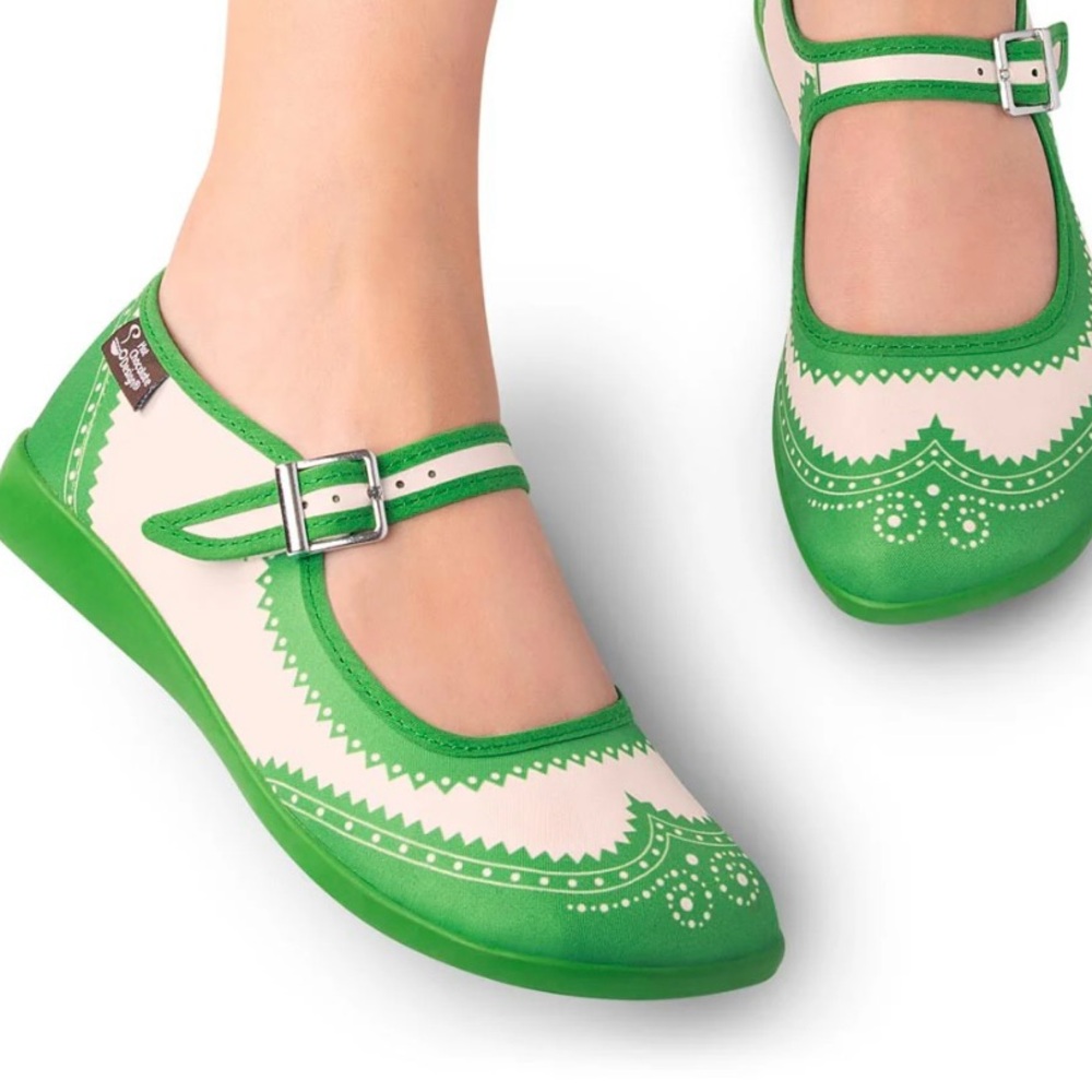 Hot Chocolate Green Havana Mary Janes